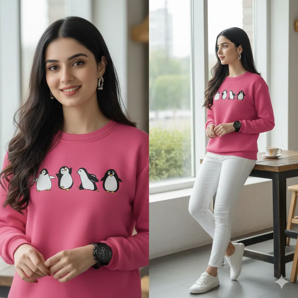 Women's Pink Graphic Sweatshirt.