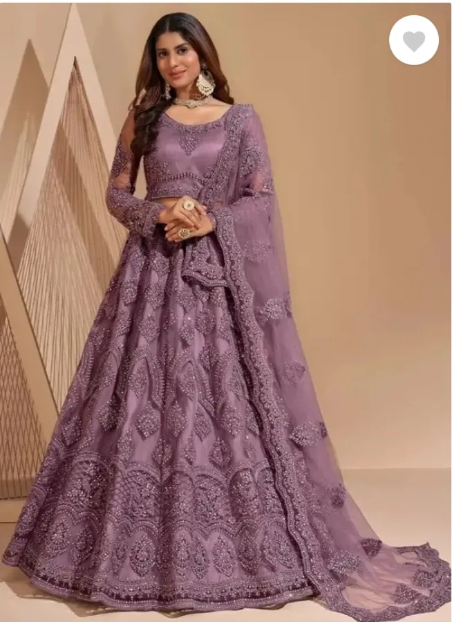 Embroidered Semi Stitched Lehenga Choli (Purple)