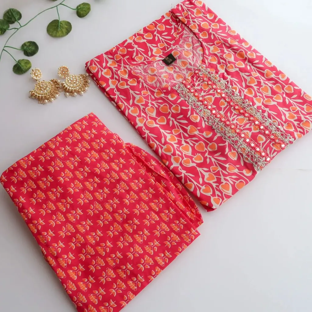 Crimson Elegance: Deep Red Embroidered Sleeveless 2-Piece Kurti Set