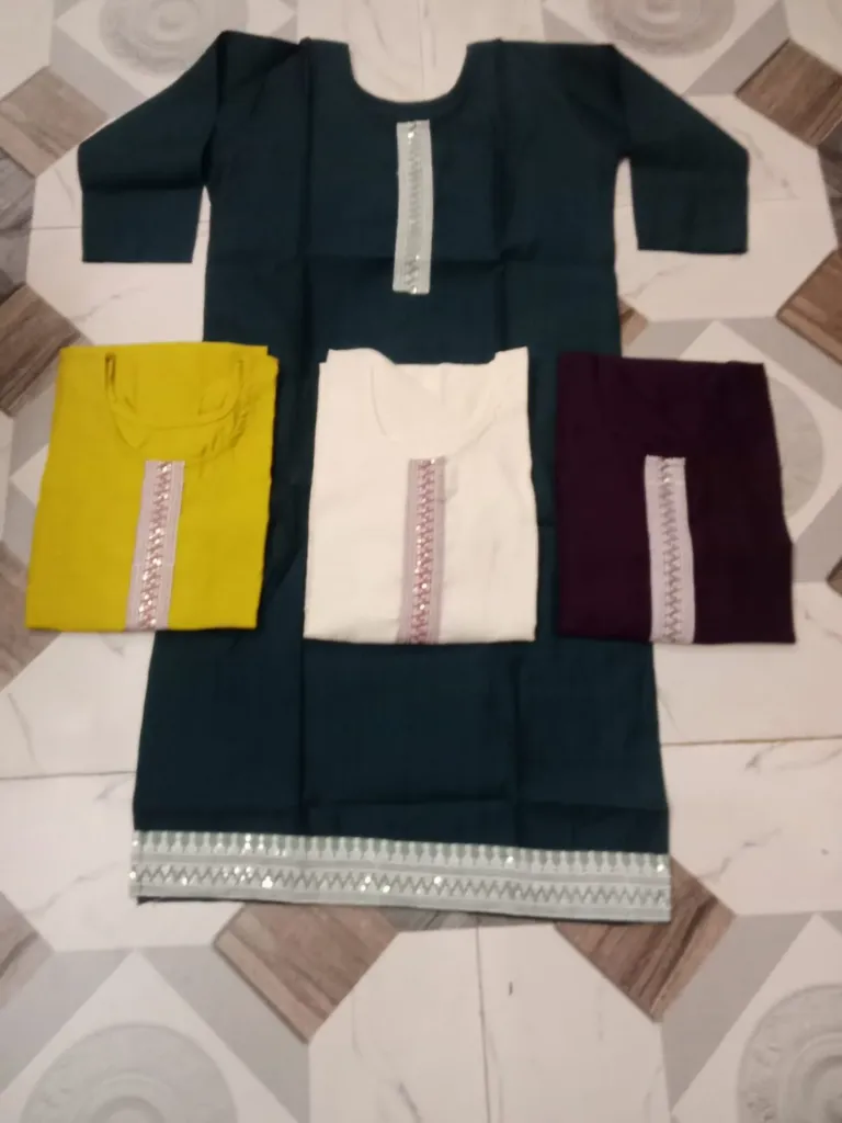 Teal Tranquility: Minimalist Geometric Bordered 2-Piece Kurta Set